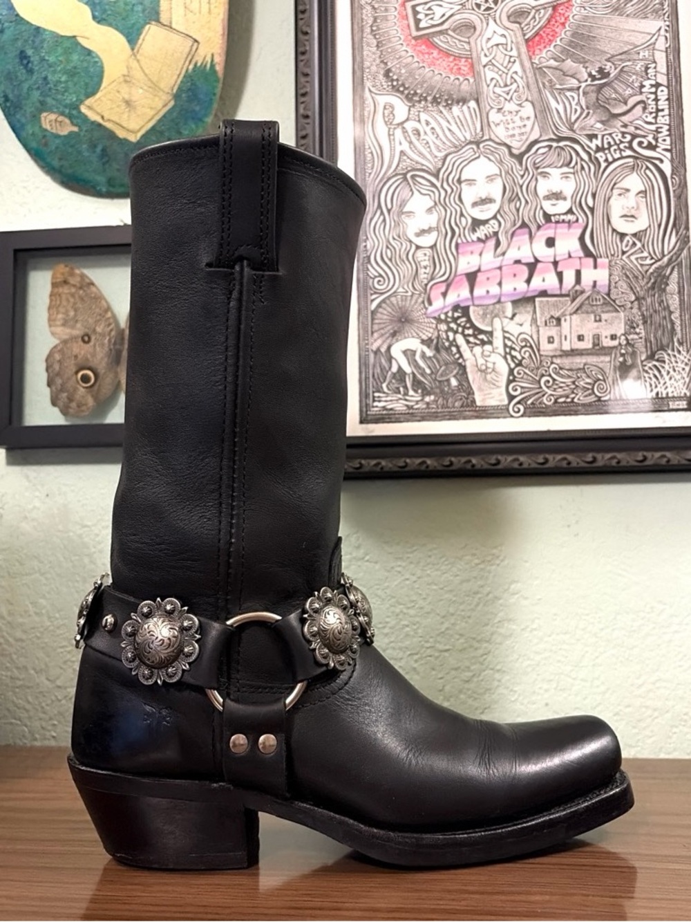⚡️FRYE 12R Biker Boots w/ Custom Concho Harnesses⚡️